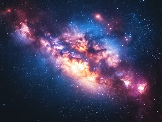Fototapeta premium Vibrant nebula in deep space with stars.