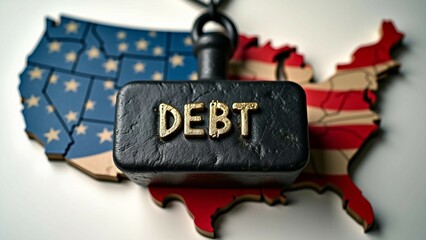 Symbolic Representation of U.S. Debt on American Flag Map