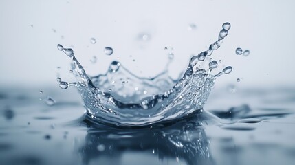 A close-up of a water splash, capturing the beauty and fluidity of nature in motion, symbolizing freshness and vitality.
