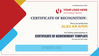 Certificate of completion template for your business, event, or conference needs. Just change the title, it can be any certificate template such as an award, deposit, insurance