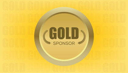 Gold sponsor round shape stamp on gold color background, vector illustration