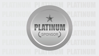 Platinum sponsor stamp sign on Sliver background, star | vector illustration