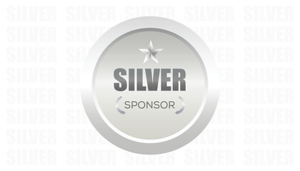 Silver sponsor stamp sign on Silver background, star logo with Silver sponsor | vector illustration