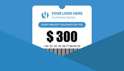 Blue coupon Voucher promotion sale for website, internet ads, social media or, coupon. Cashback coupon discount $ 300. Coupon discount with vector illustration