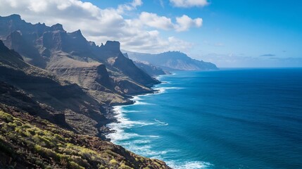 Spectacular View of Anaga Mountains and Atlantic Ocean in Tenerife, Canary Islands