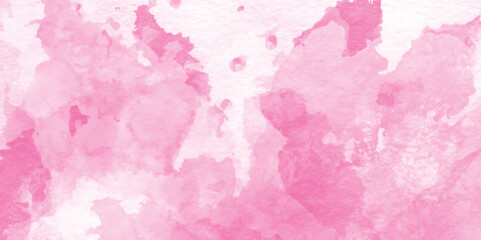 Grunge pink background, Stain artistic hand painted texture of pink, pastel hand painted watercolor of pink texture, Abstract grainy fantasy smooth light pink watercolor paper texture with clouds.
