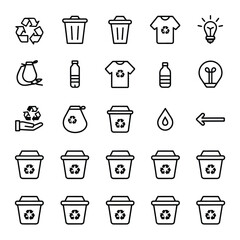 Recycle Line icon set vector