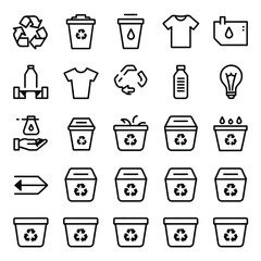 Recycle Line icon set vector