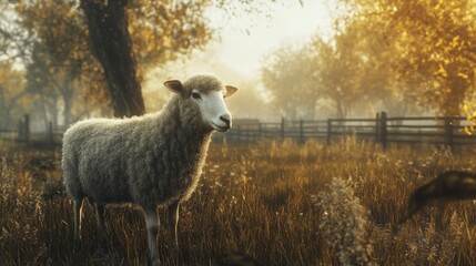 Fototapeta premium Realistic Farming Scene with Natural Lighting in Field