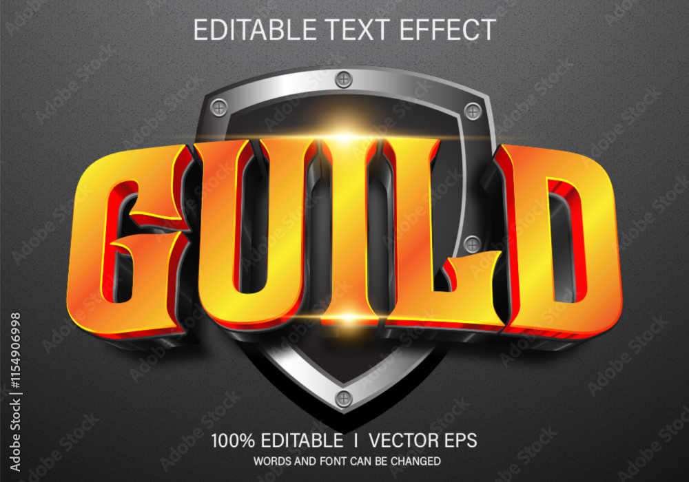 Aufkleber guild 3d vector text effect with modern style design