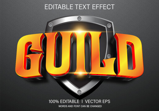 guild 3d vector text effect with modern style design