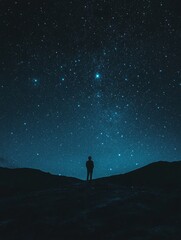 Fototapeta premium a starry night sky, with a person gazing into space.