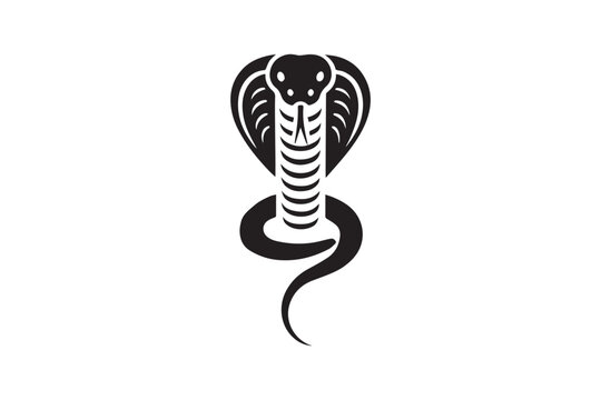 simple black an white snake head vector silhouette isolated on a white background