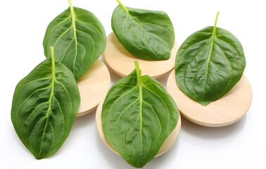 Obraz premium Green vegetables on white background perfect for culinary, herbal.