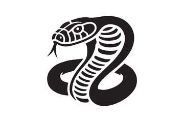 simple black an white snake head vector silhouette isolated on a white background