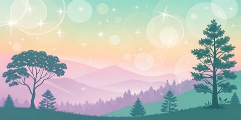 landscape with trees and mountains