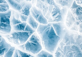 Close-Up View of Textured Ice Surface with Intricate Patterns and Crystalline Structures Highlighting Natural Beauty and Coolness of Winter Elements