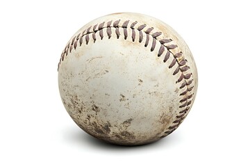 Old baseball isolated on white background clipping path