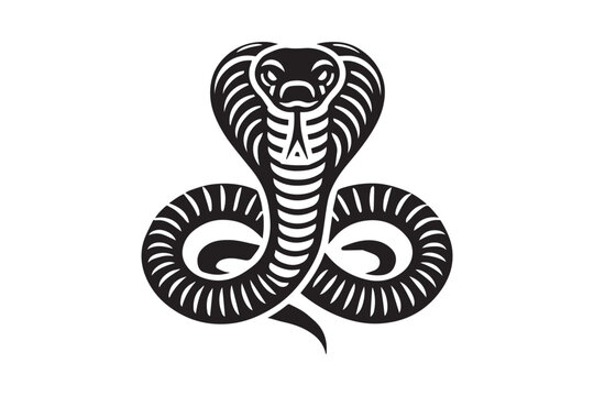 simple black an white snake head vector silhouette isolated on a white background