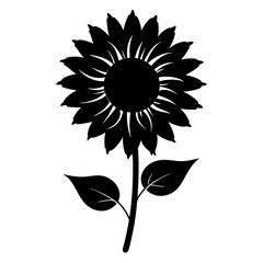 Sunflower Shine black silhouette vector