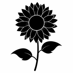 Sunflower Shine black silhouette vector
