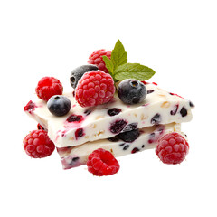Frozen yogurt bark with berries Isolated On Transparent Background