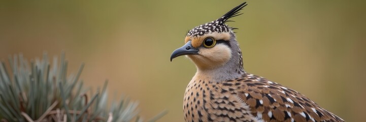 Fototapeta premium Striking Crested Bird Portrait with Detailed Feather Patterns and a Focused Gaze in a Natural Setting