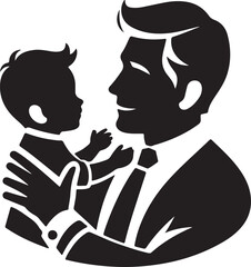 Happy Father's Day Icon Silhouette Vector In White Background 