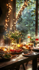 Rustic Charm and Eclectic Elegance Blend in an Intimate Dinner Setting for Friends