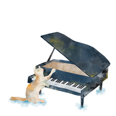cat and piano © 結香 谷口