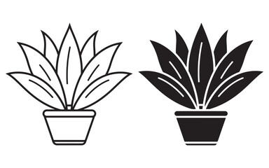 Agave plant line art silhouette vector icon illustration