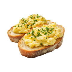 Inviting Garlic bread with scrambled eggs Isolated On Transparent Background