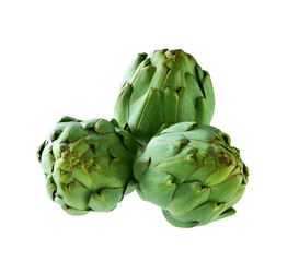 Fototapeta premium Freshly harvested green artichoke isolated on a white background.