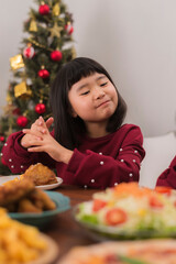 クリスマスの食卓を囲む家族の幸せなひととき