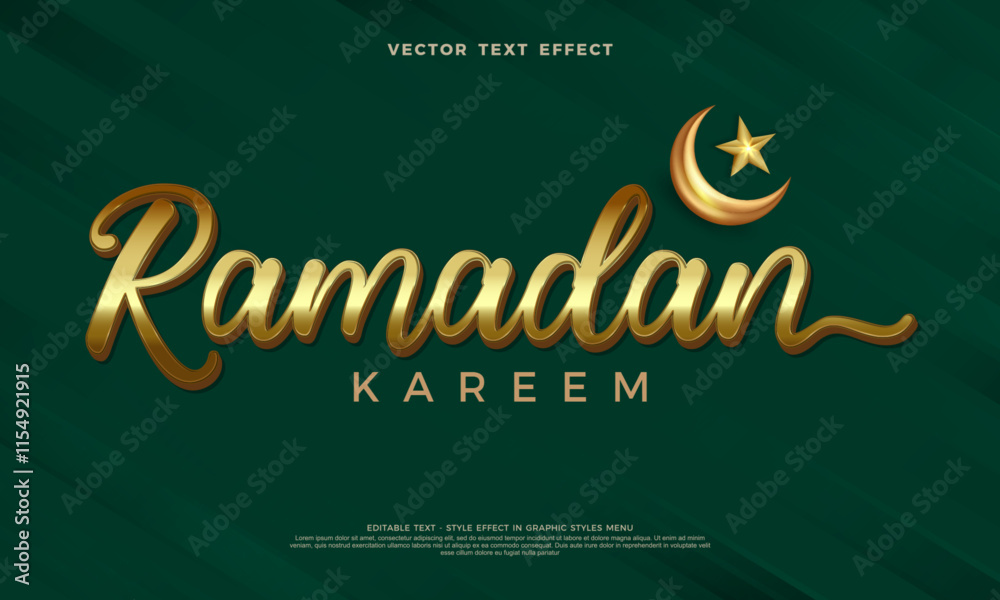 Fototapete vector template ramadan text effect, font editable, typography and 3d text effect