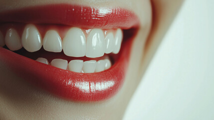 A bright and clean image of a woman’s mouth with dazzling white teeth