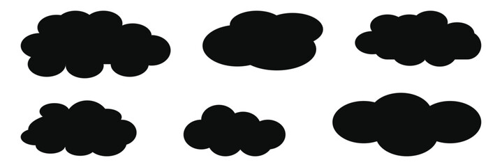 Set of cartoon cloud in a flat design. White cloud collection