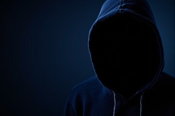 Hooded figure in a dark background symbolizing cybercrime and anonymity.