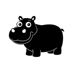 Hippopotamus cartoon vector silhouette