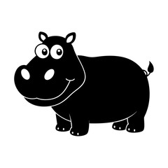 Hippopotamus cartoon vector silhouette