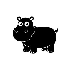 Hippopotamus cartoon vector silhouette