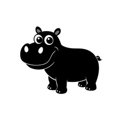 Hippopotamus cartoon vector silhouette