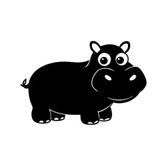 Hippopotamus cartoon vector silhouette