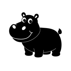 Hippopotamus cartoon vector silhouette