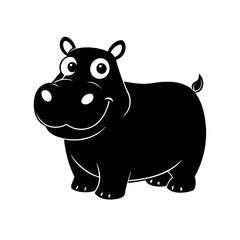 Hippopotamus cartoon vector silhouette