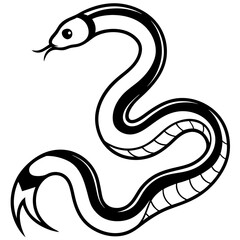 Elegant Black and White Snake Line Art Design Tattoo