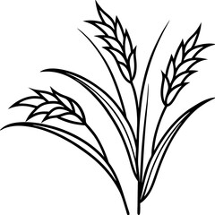 Wheat stalks, grains, harvest, agriculture, food, nature, line art, drawing, simple, design