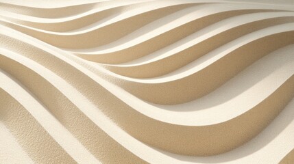 Obraz premium Zen sand garden texture, curved parallel lines, fine beach sand, warm beige tones, smooth ripple patterns, minimalist sand art, high resolution detail, peaceful meditation pattern, soft natural