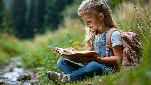Girl studying national parks and endangered species to promote wildlife conservation