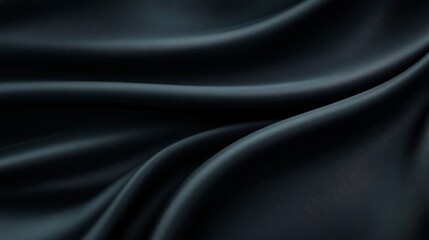Fototapeta premium Sleek dark fabric texture, smooth black textile material background for design